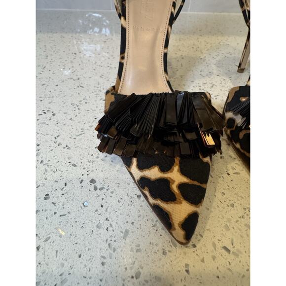 J.Crew Collection Elsie d’Orsay Pumps Leopard Print Sequin Italy Sz 7 Stiletto - Picture 3 of 16